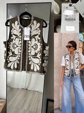 Zara contrast embroidered vest 6895/054